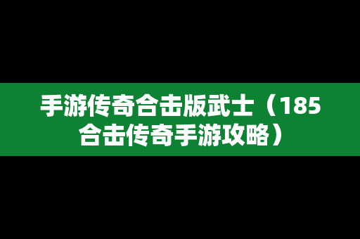 手游传奇合击版武士（185合击传奇手游攻略）
