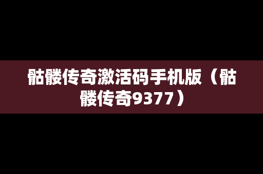 骷髅传奇激活码手机版（骷髅传奇9377）