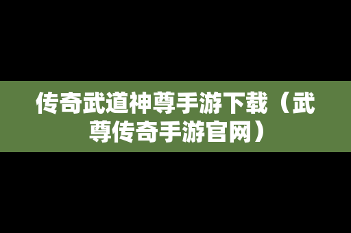 传奇武道神尊手游下载（武尊传奇手游官网）