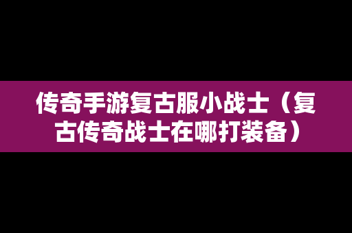 传奇手游复古服小战士（复古传奇战士在哪打装备）
