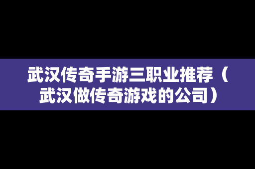 武汉传奇手游三职业推荐（武汉做传奇游戏的公司）