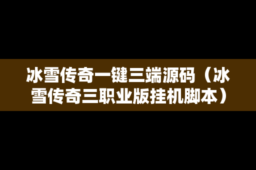冰雪传奇一键三端源码（冰雪传奇三职业版挂机脚本）