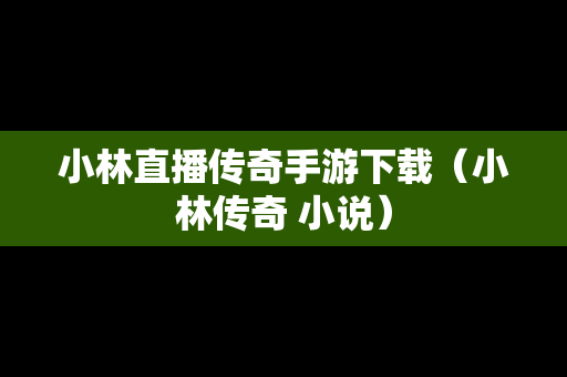 小林直播传奇手游下载（小林传奇 小说）