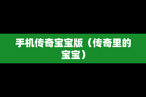 手机传奇宝宝版（传奇里的宝宝）
