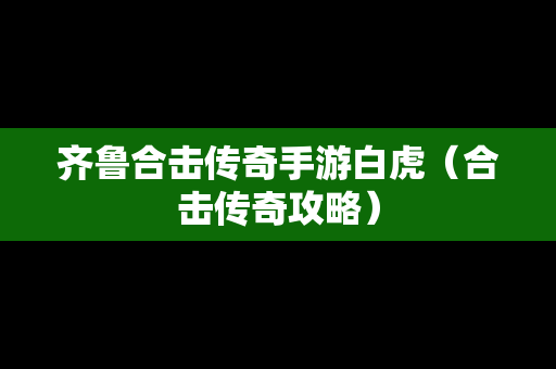 齐鲁合击传奇手游白虎（合击传奇攻略）