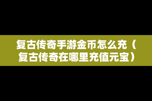 复古传奇手游金币怎么充（复古传奇在哪里充值元宝）