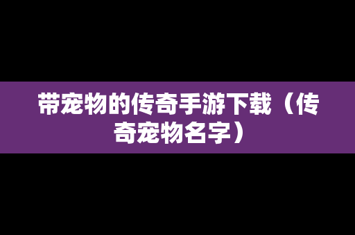 带宠物的传奇手游下载（传奇宠物名字）