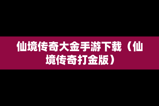 仙境传奇大金手游下载（仙境传奇打金版）