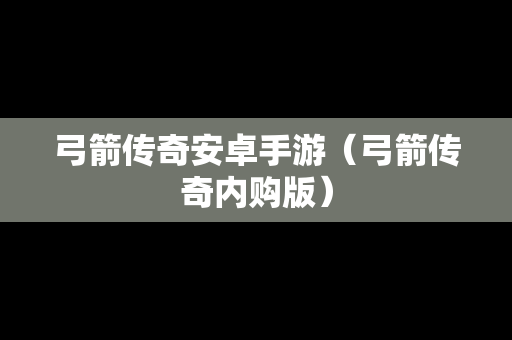 弓箭传奇安卓手游（弓箭传奇内购版）