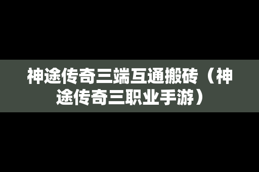 神途传奇三端互通搬砖（神途传奇三职业手游）