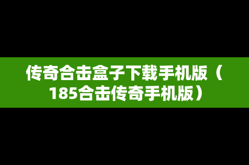 传奇合击盒子下载手机版（185合击传奇手机版）